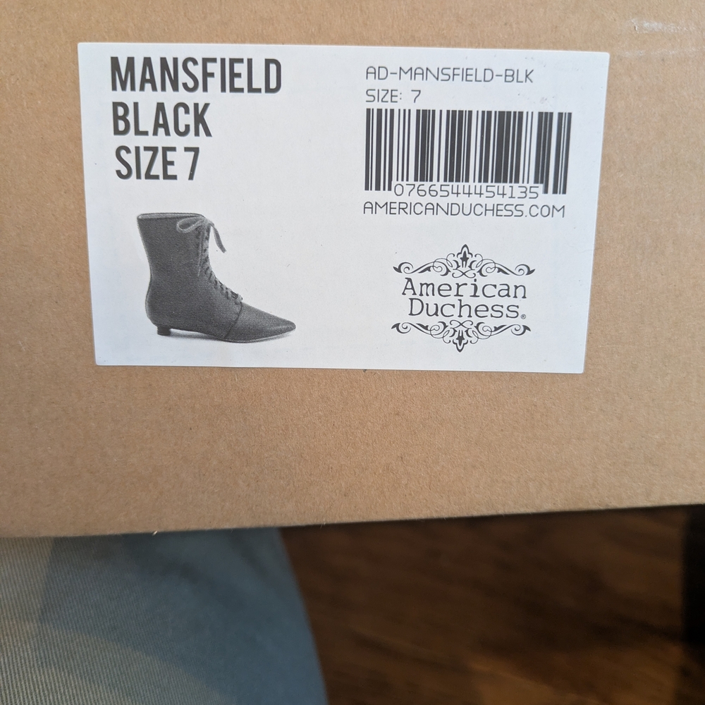 American Duchess Black Lace-Up Boots Size 7